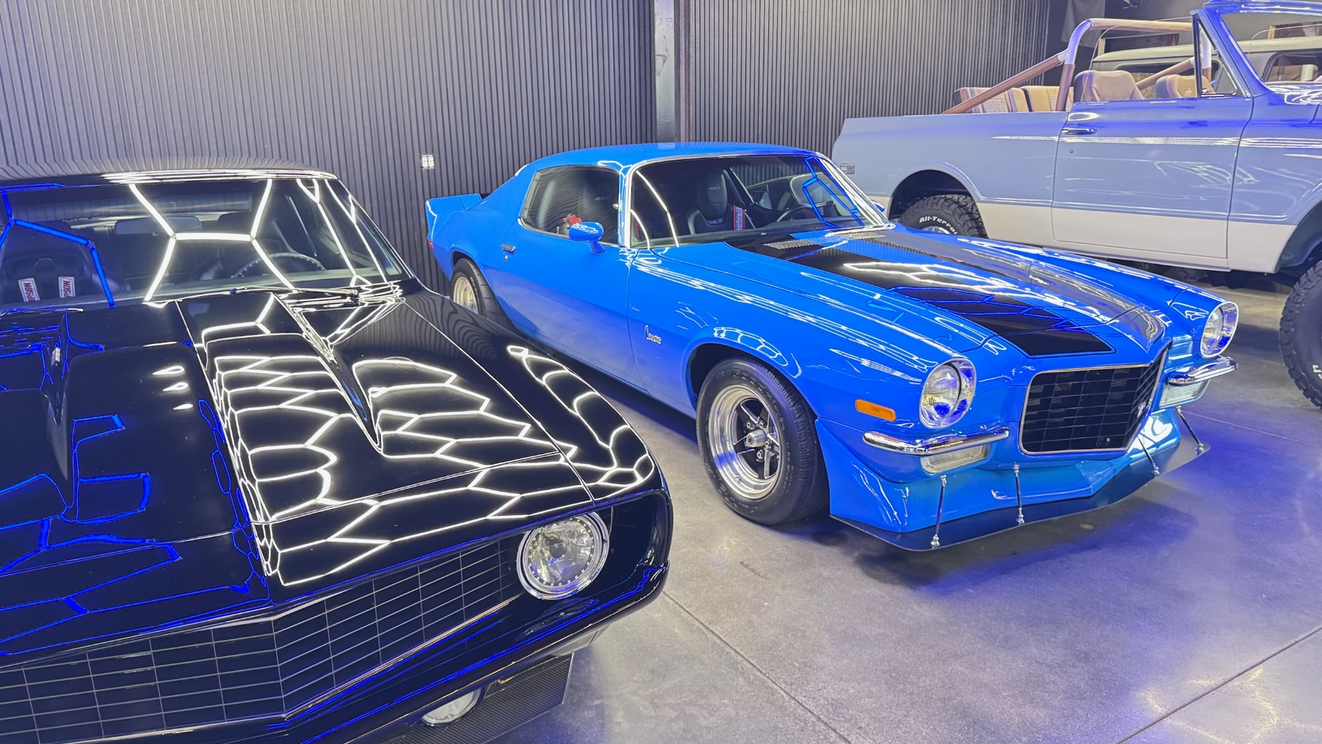 Completed blue Camaro restomod