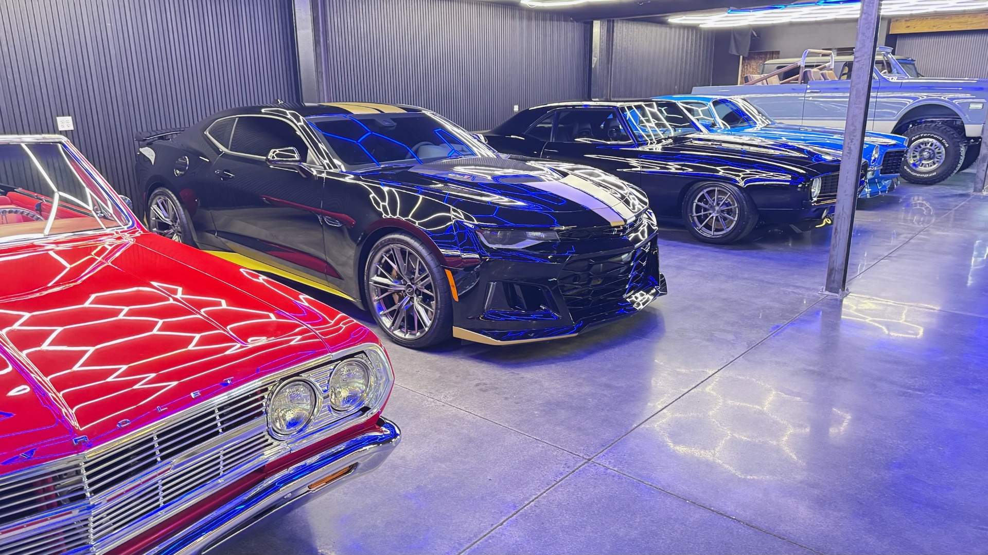 Classic and modern Camaros