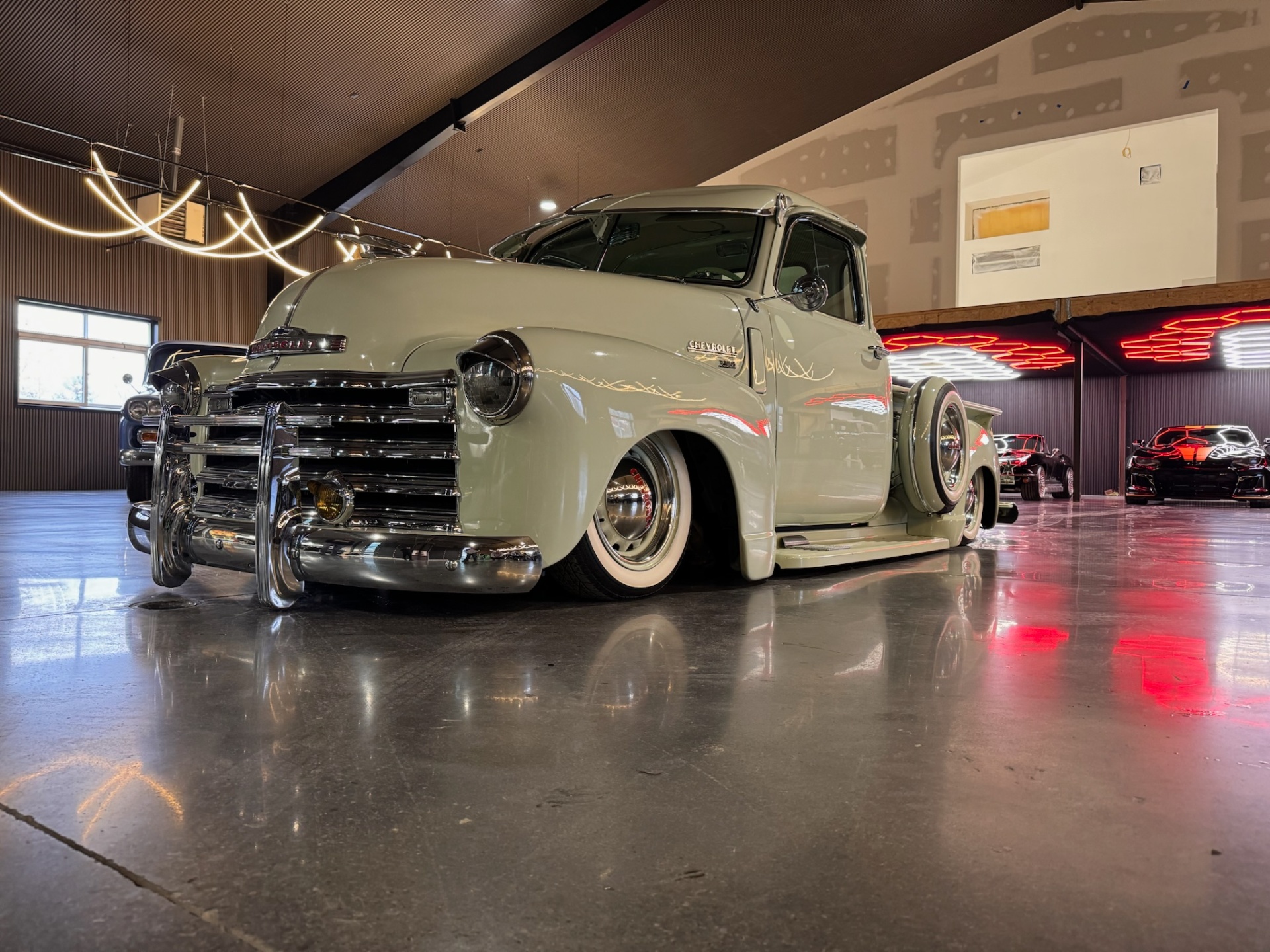 Completed slammed Chevy 3100 truck build