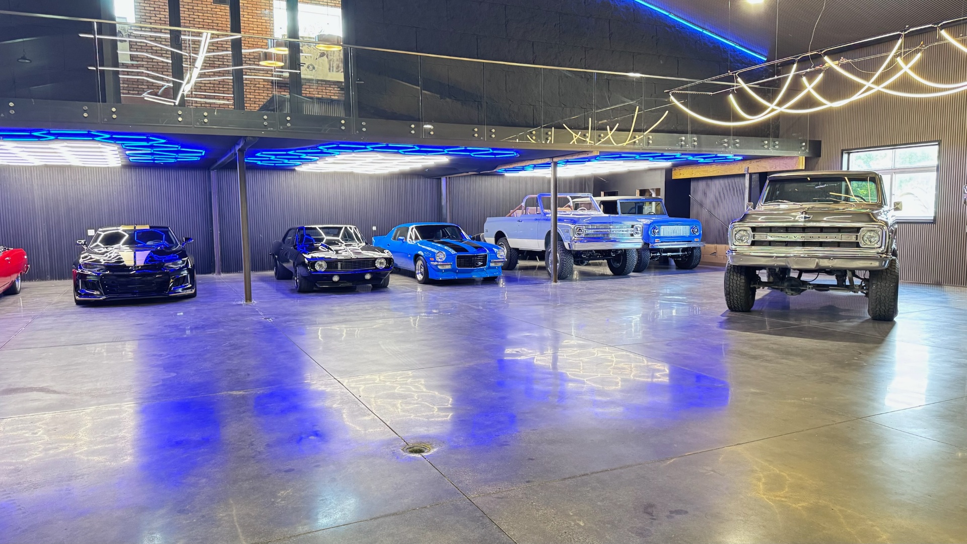 Completed builds with blue paint finishes