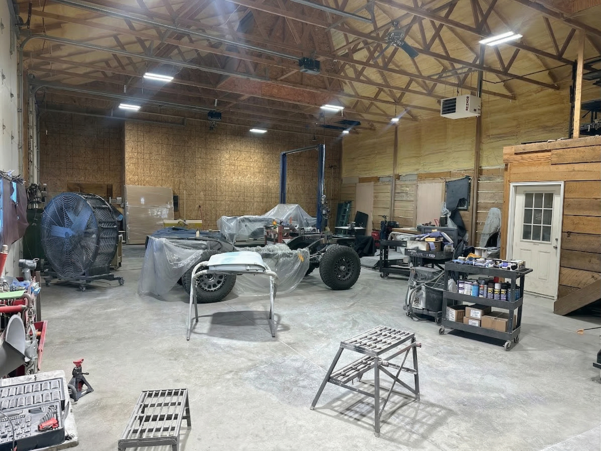 Active build bay with projects in progress